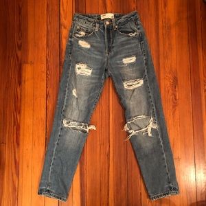 Garage High Waisted Mom Jean 0 Distressed